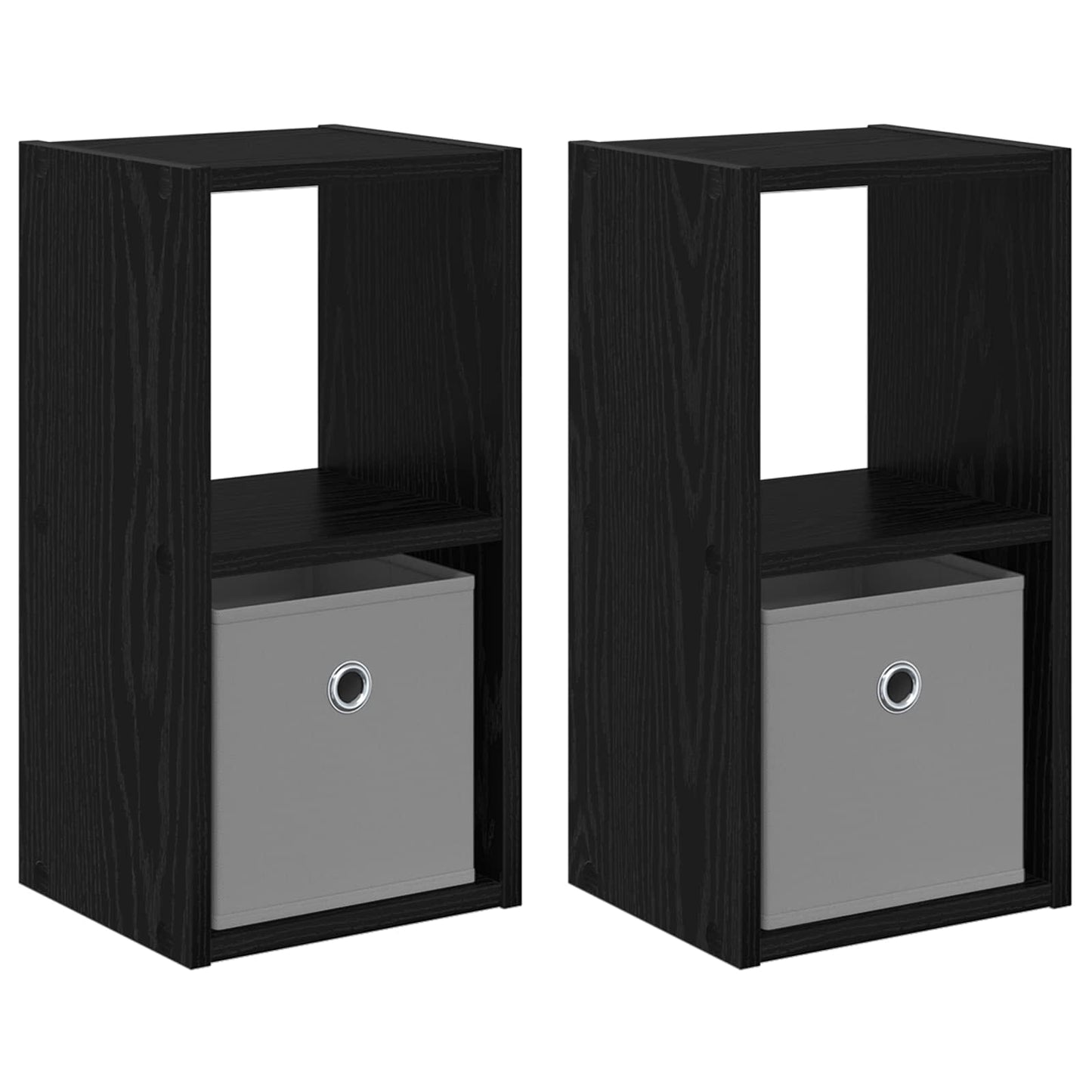 Nattbord 2 pcs Svart Eik 25,5 x 22 x 49,5 cm Konstruert tre