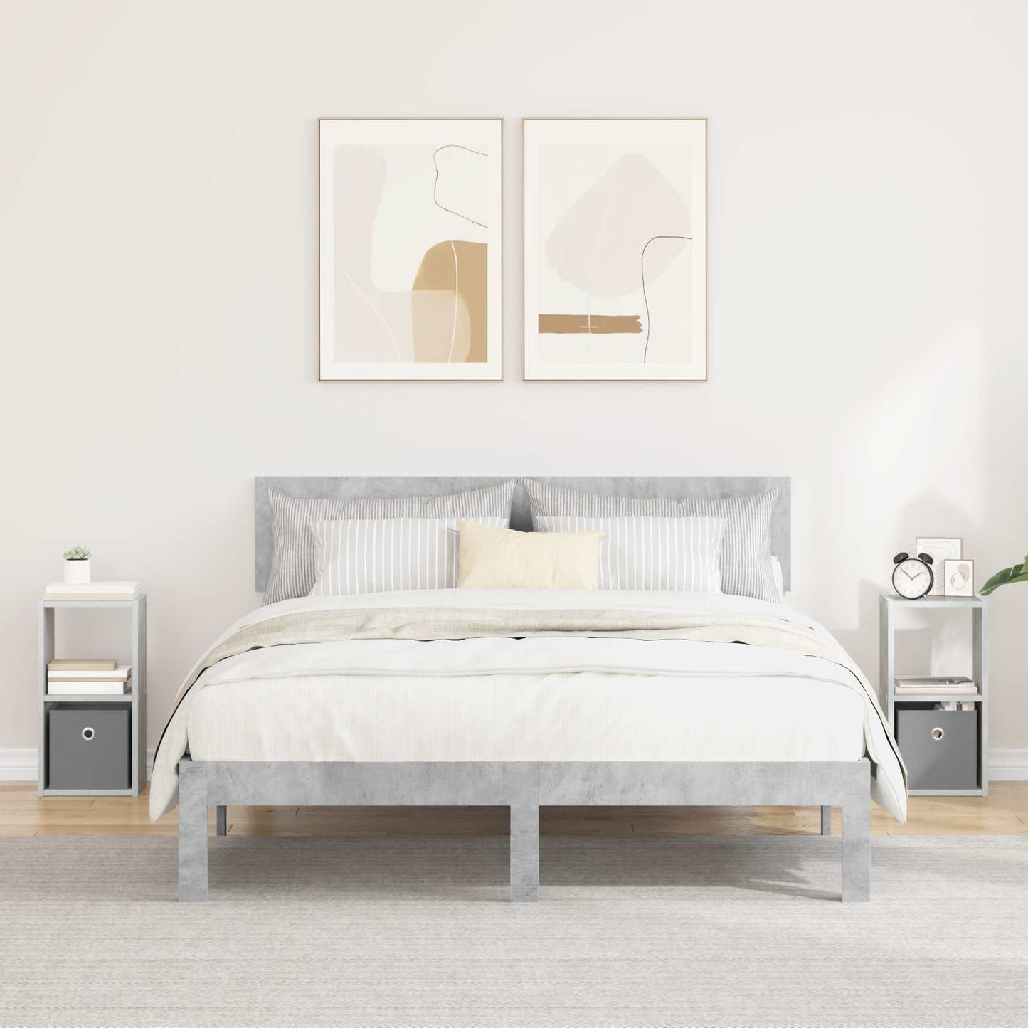 Nattbord 2 pcs Betonggrå 25,5 x 22 x 49,5 cm Konstruert tre