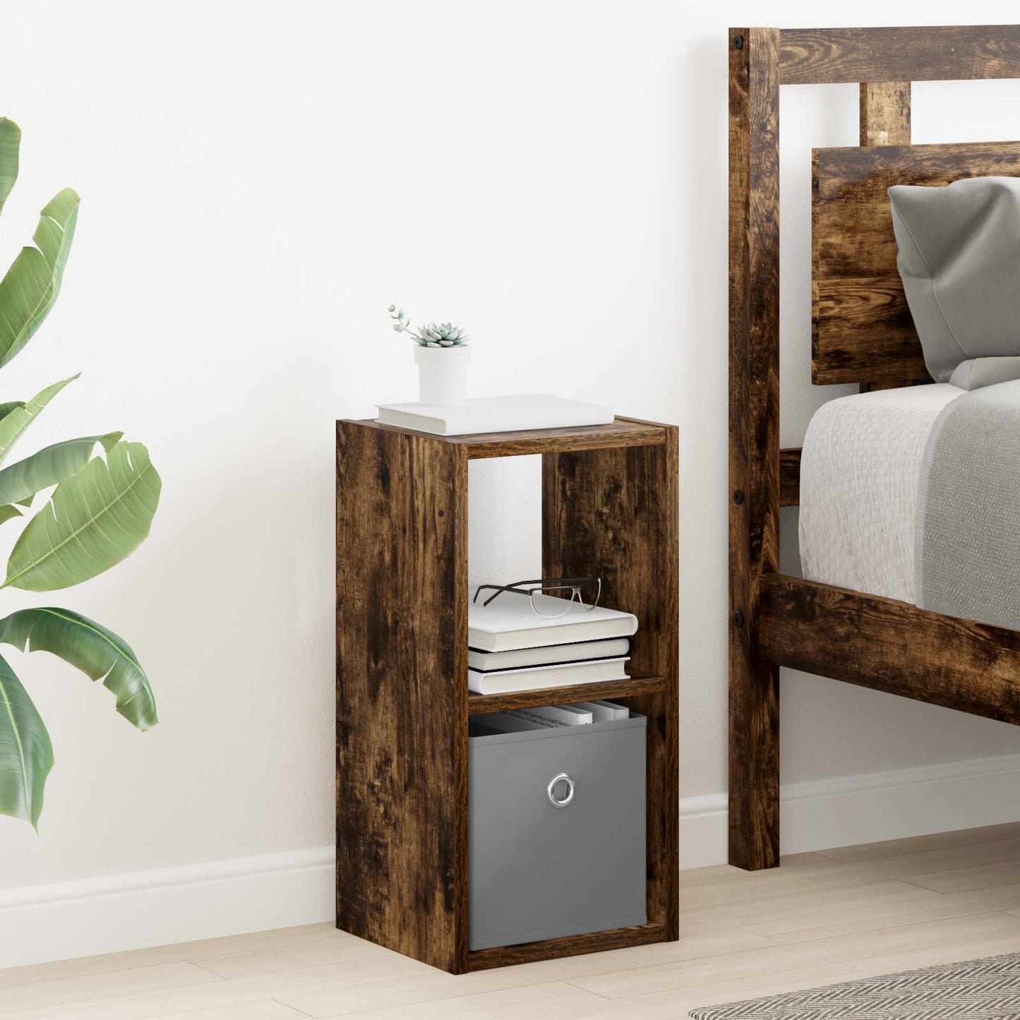 Nattbord 2 pcs Røkt eik 25,5 x 22 x 49,5 cm Konstruert tre