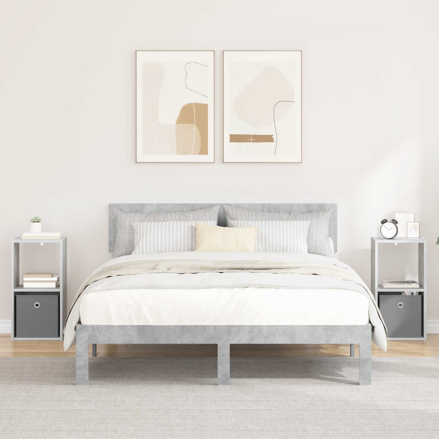 Nattbord 2 pcs Betonggrå 30,5 x 27 x 59,5 cm Konstruert tre