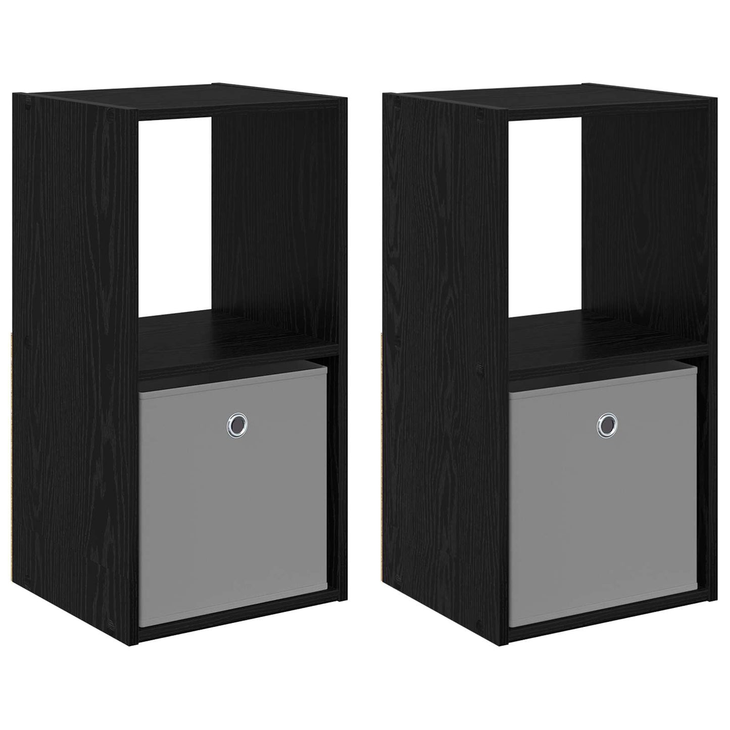 Nattbord 2 pcs Svart Eik 35 x 32 x 68,5 cm Konstruert tre