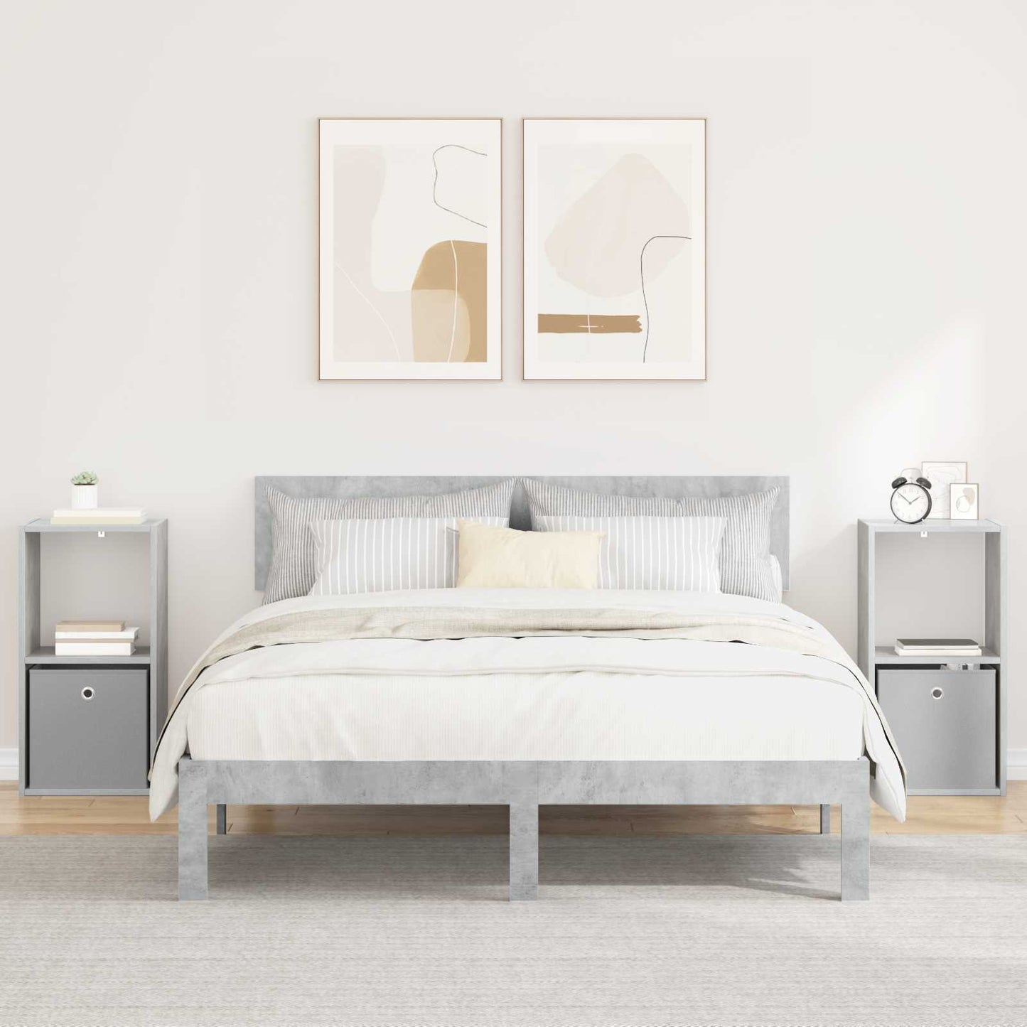 Nattbord 2 pcs Betonggrå 35 x 32 x 68,5 cm Konstruert tre