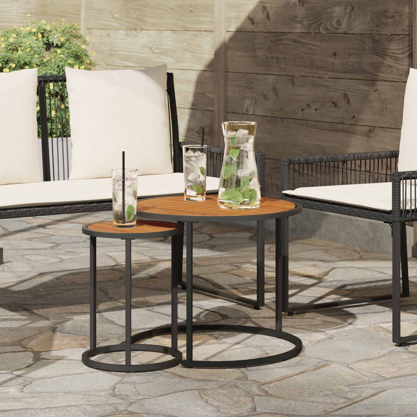 Kaffebord Sett 2 pcs Naturlig og svart 55 x 55 x 45 cm