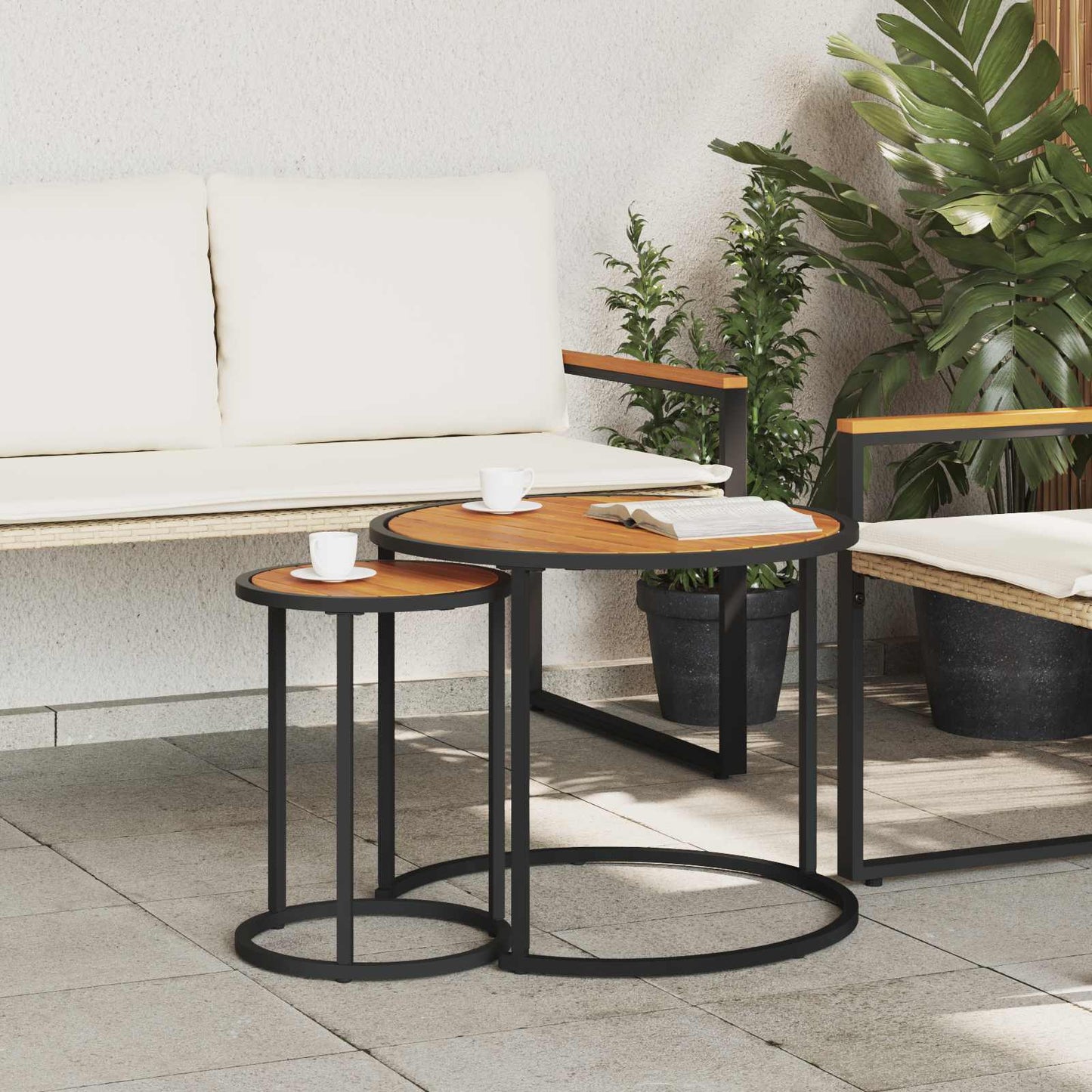Kaffebord Sett 2 pcs Naturlig og svart 55 x 55 x 45 cm