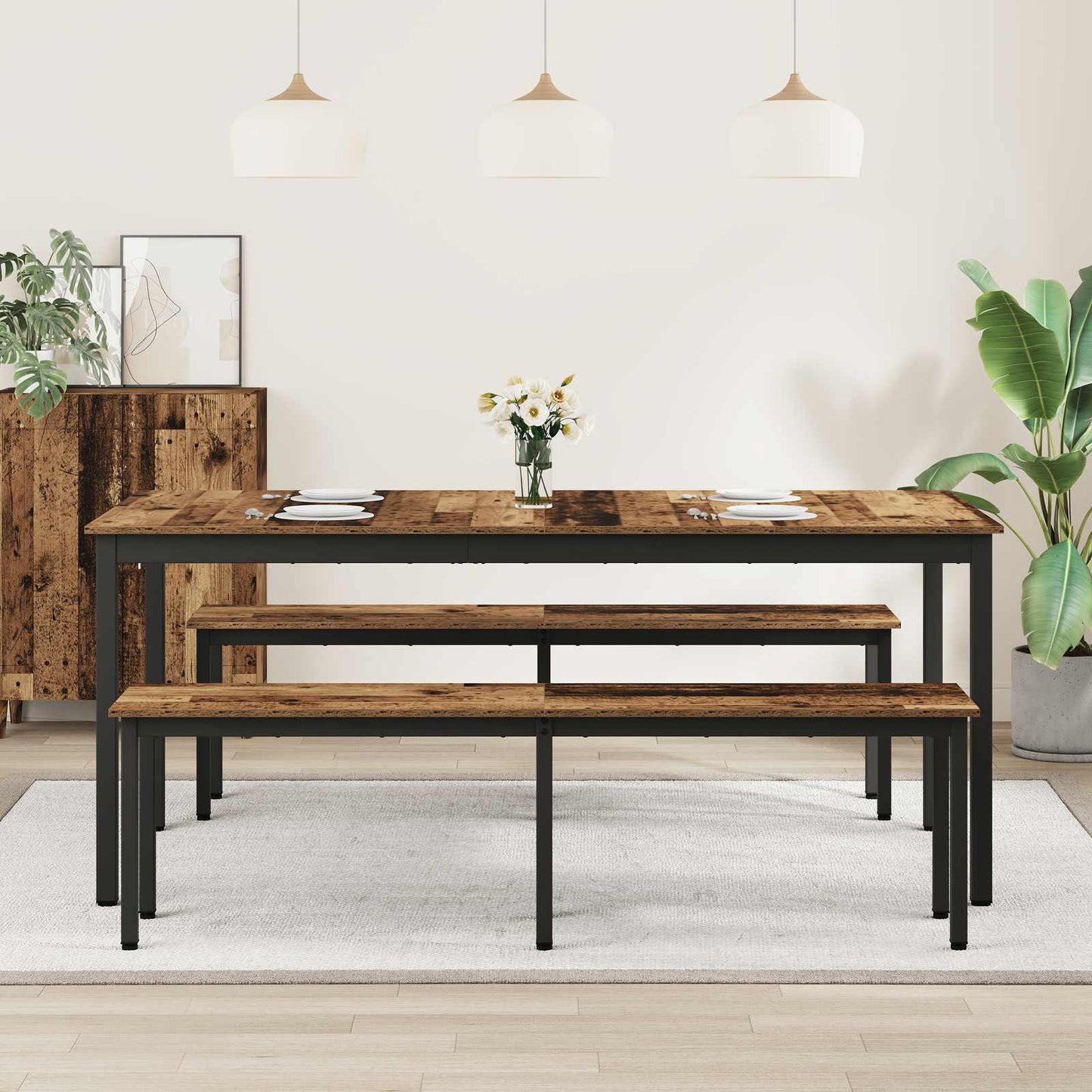 Spisebord 180 x 90 x 75 cm Konstruert tre Rektangulær