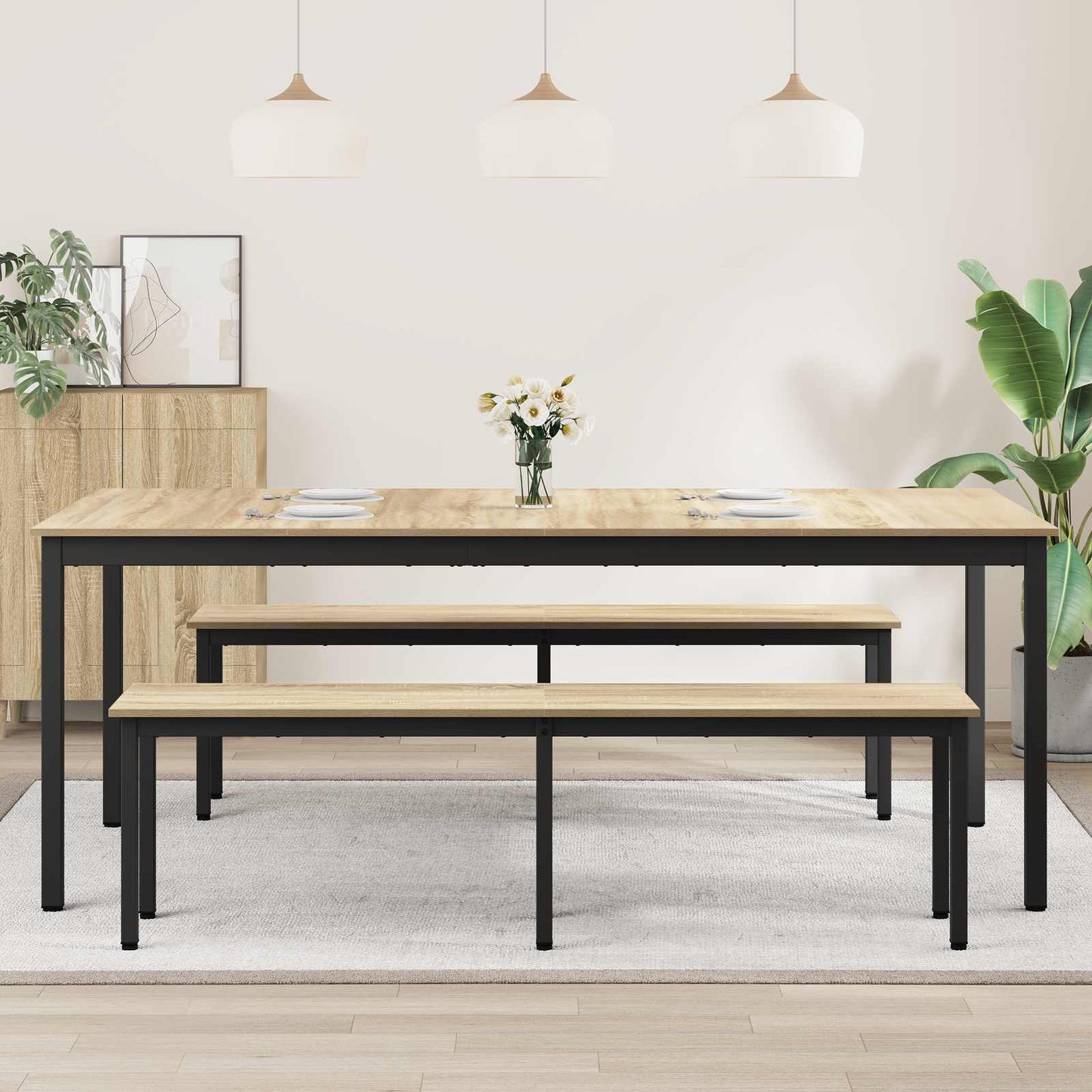 Spisebord 200 x 100 x 75 cm Konstruert tre Rektangulær