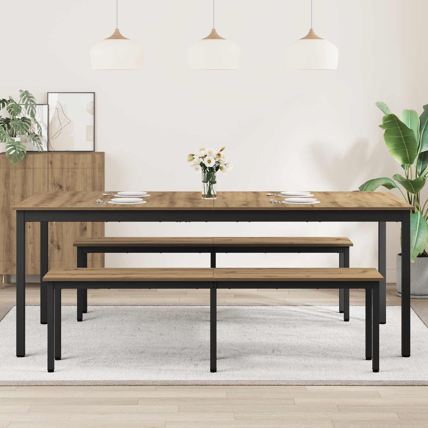 Spisebord 200 x 100 x 75 cm Konstruert tre Rektangulær