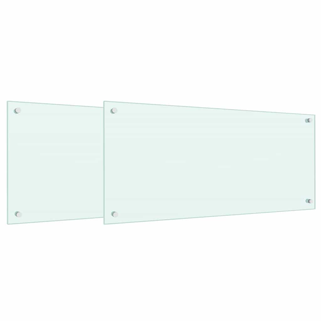 Kjøkkenbenkplate 2 pcs Hvit 90 x 40 cm herdet glass