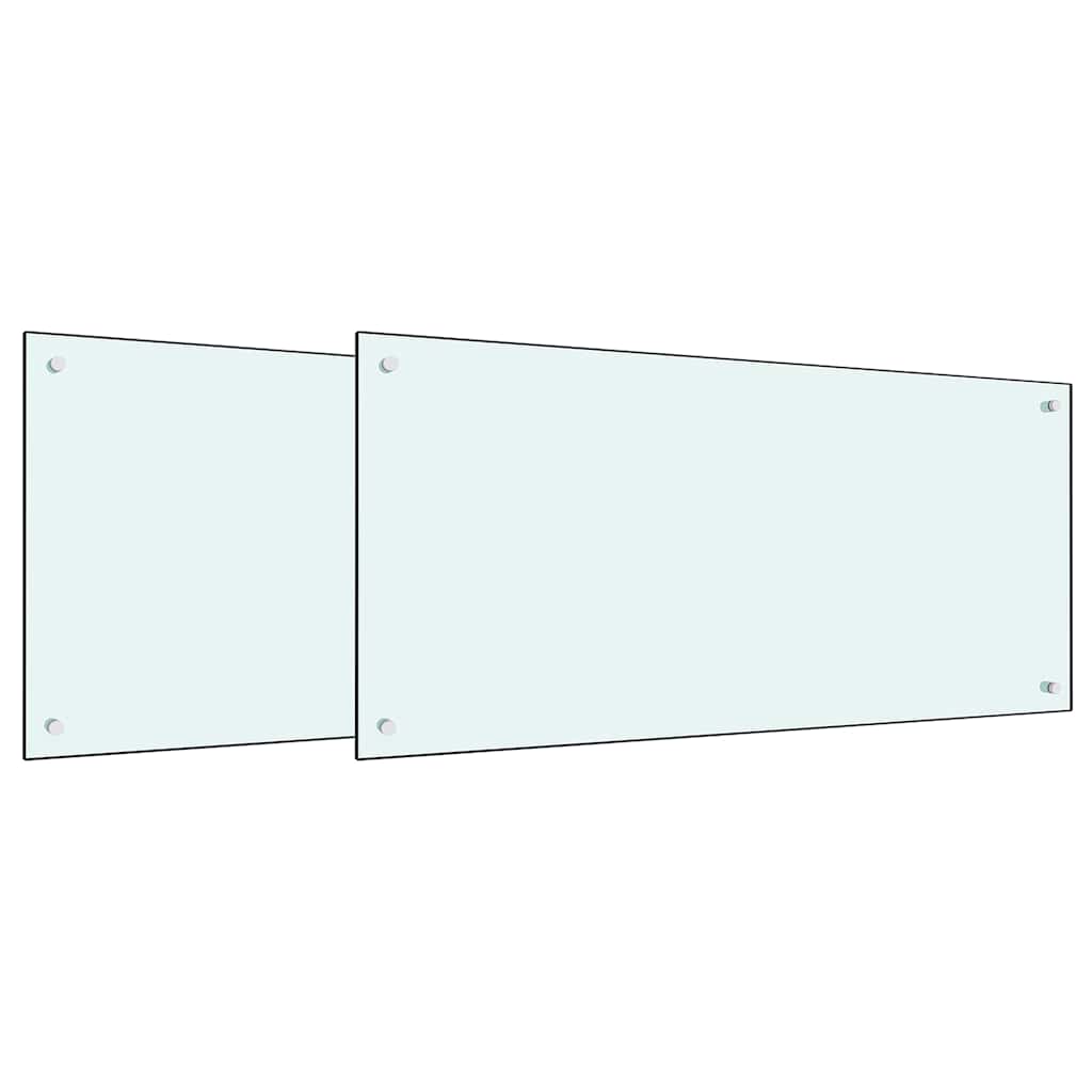 Kjøkkenbenkplate 2 pcs Hvit 100 x 50 cm herdet glass