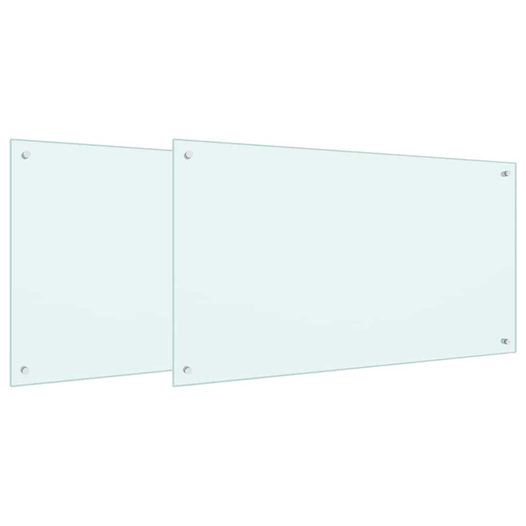Kjøkkenbenkplate 2 pcs Hvit 100 x 60 cm herdet glass
