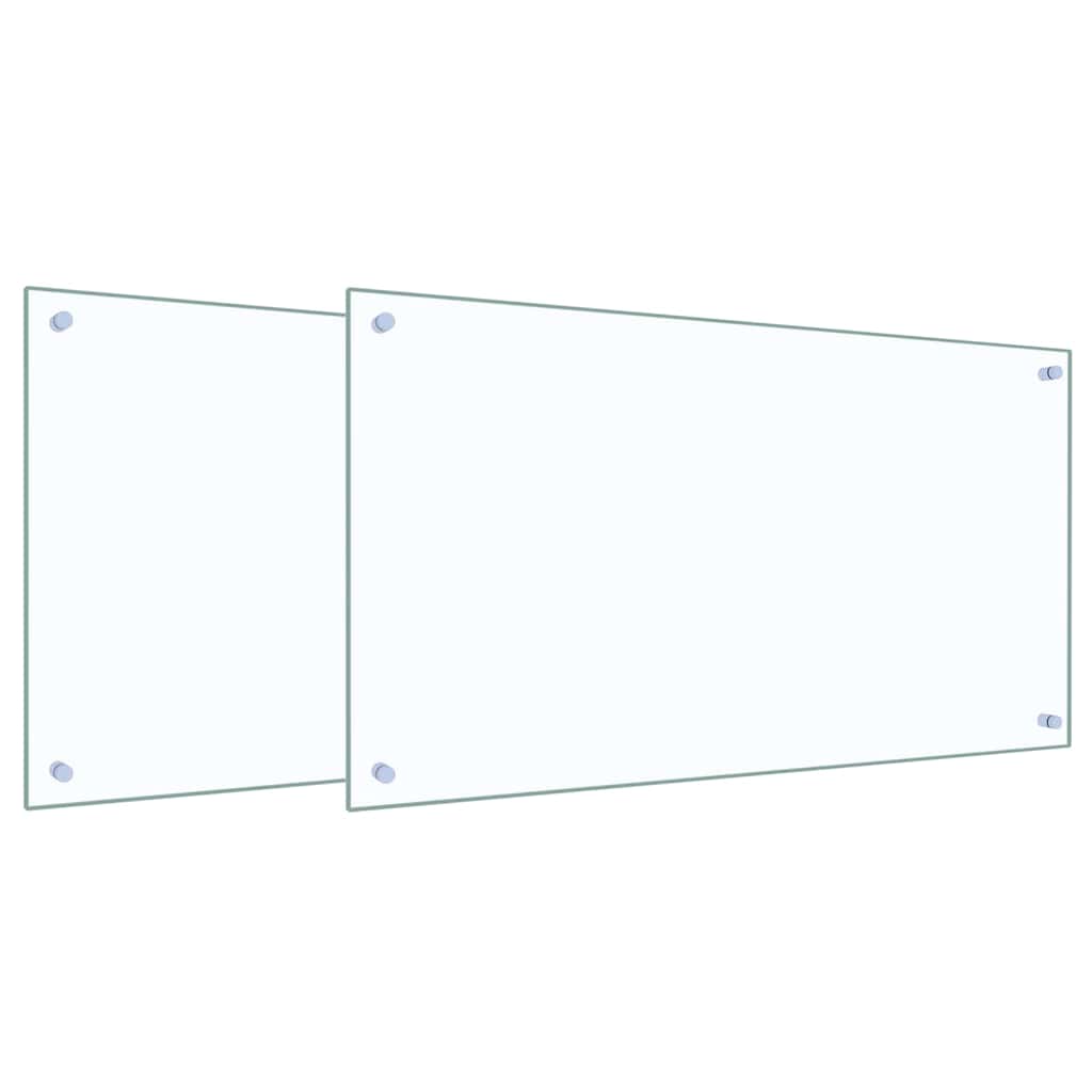 Kjøkkenbakplate 2 pcs Gjennomsiktig 90 x 50 cm herdet glass vidaXL