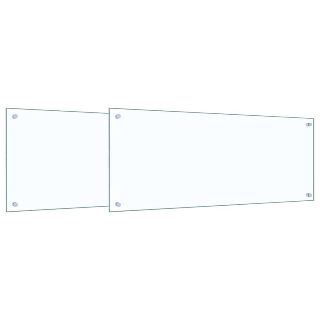Kjøkkenbenkplate 2 stk. Gjennomsiktig 100 x 40 cm herdet glass