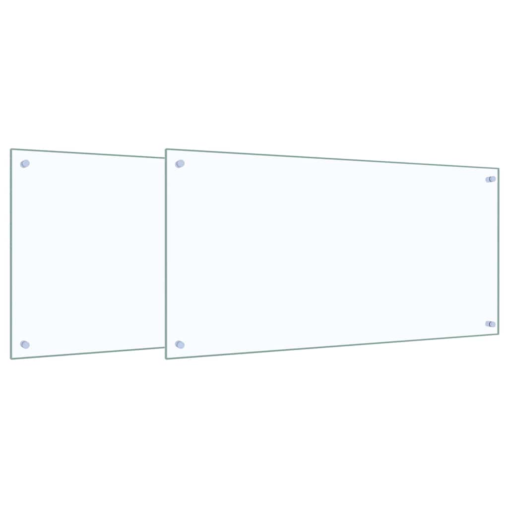 Kjøkkenbenkplate 2 pcs Gjennomsiktig 100 x 50 cm herdet glass