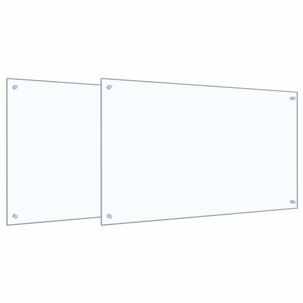Kjøkkenbenkplate 2 pcs Gjennomsiktig 100 x 60 cm herdet glass