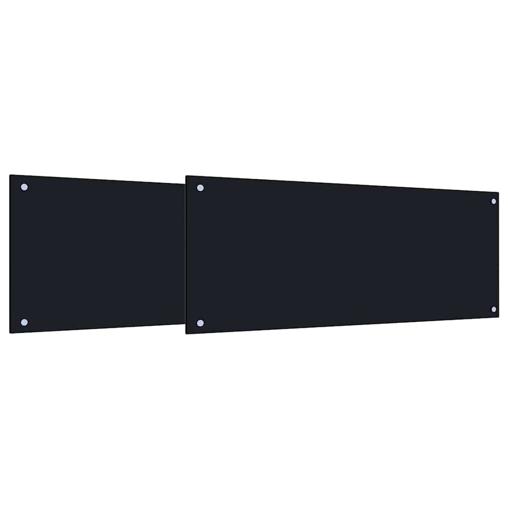 Kjøkkenbenkplate 2 pcs Svart 100 x 40 cm herdet glass