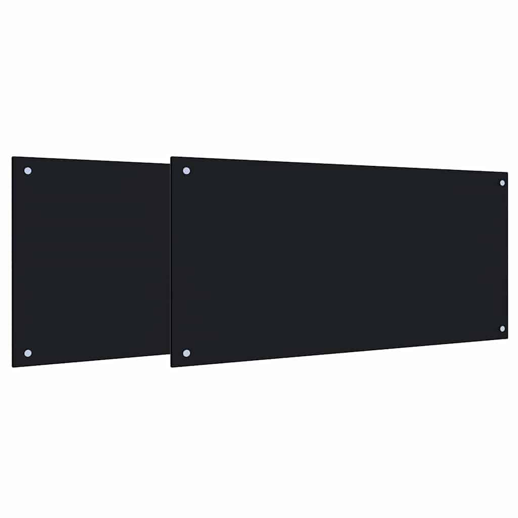 Kjøkkenbenkplate 2 pcs Svart 100 x 50 cm herdet glass