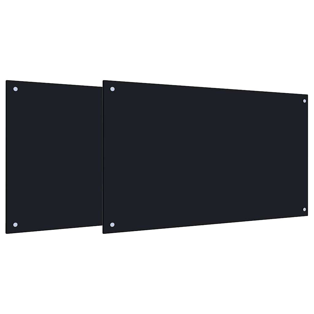 Kjøkkenbenkplate 2 pcs Svart 100 x 60 cm herdet glass