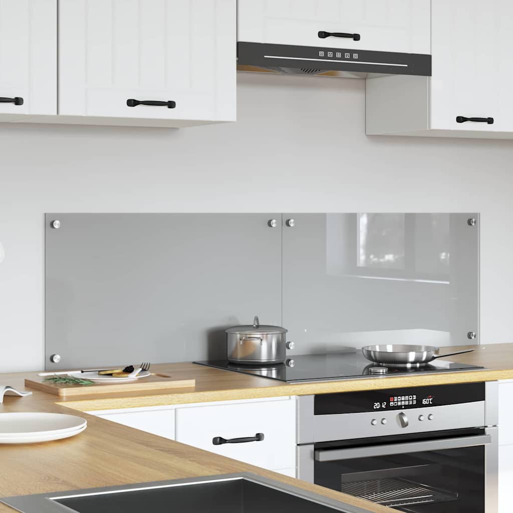 Kjøkkenbakplate 2 pcs Lysegrå 70 x 40 cm herdet glass vidaXL