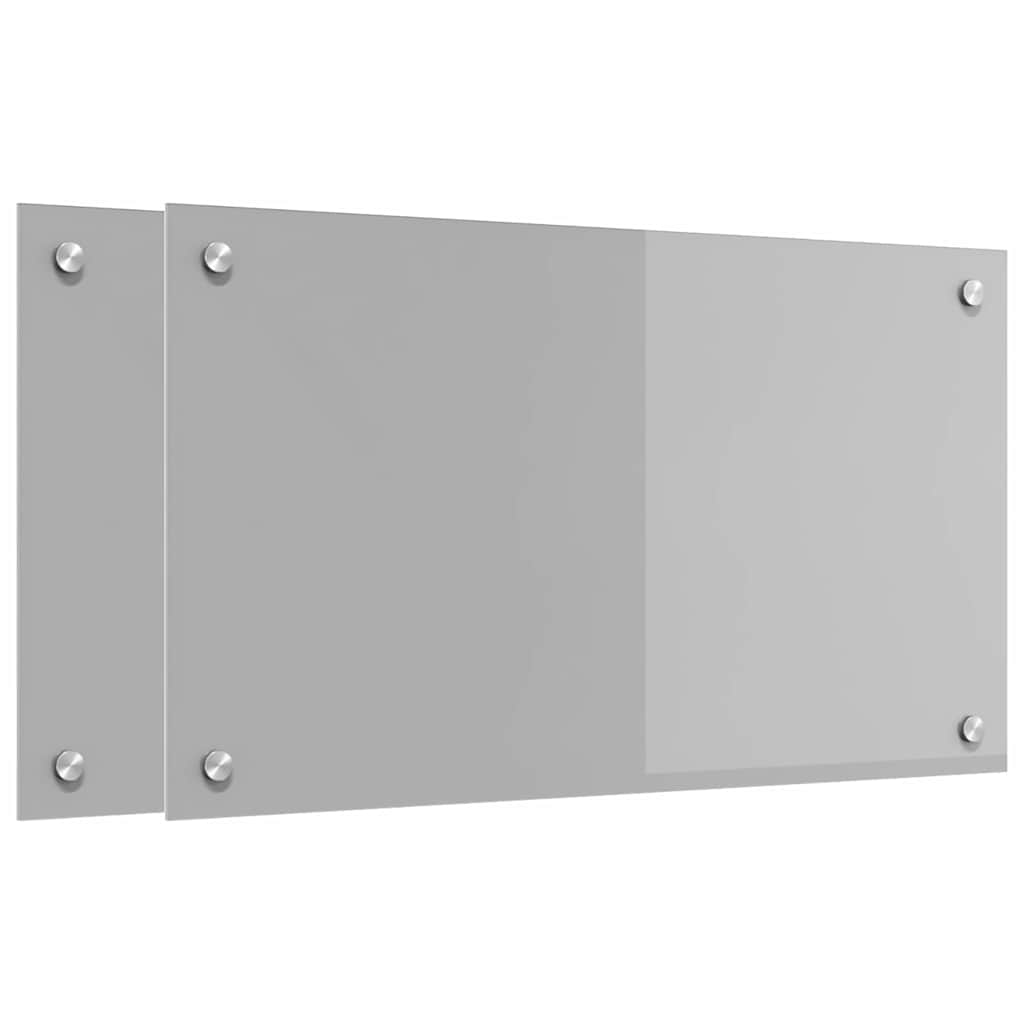 Kjøkkenbakplate 2 pcs Lysegrå 70 x 40 cm herdet glass vidaXL