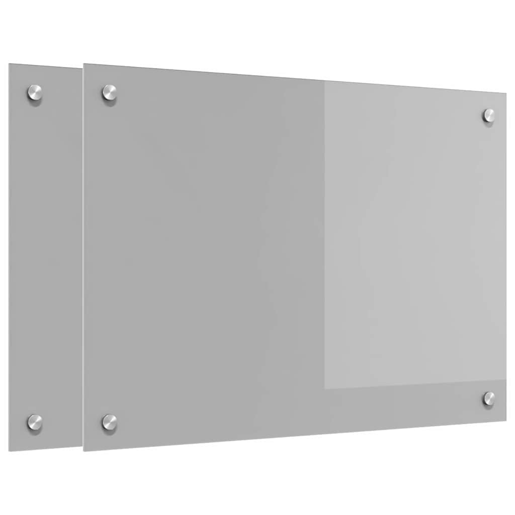 Kjøkkenbakplate 2 pcs Lysegrå 70 x 50 cm herdet glass vidaXL