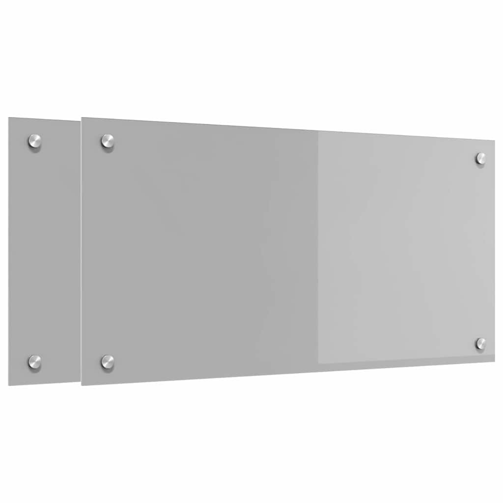 Kjøkkenbakplate 2 pcs Lysegrå 80 x 40 cm herdet glass vidaXL