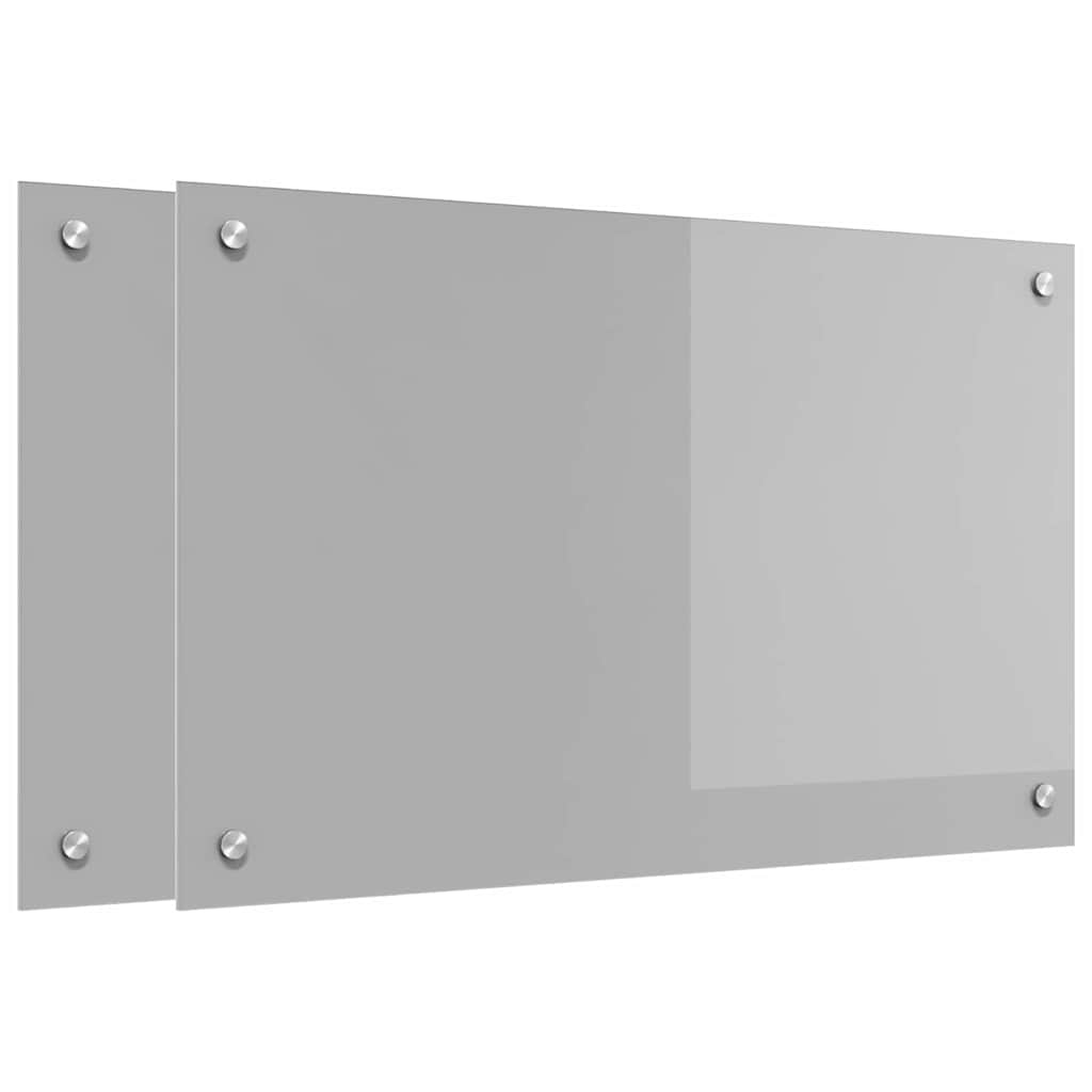 Kjøkkenbenkplate 2 pcs Lysegrå 80 x 50 cm herdet glass