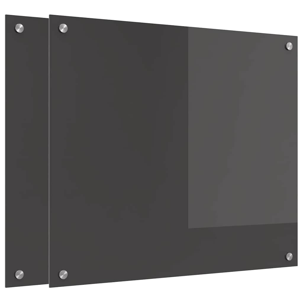 Kjøkkenbenkplate 2 pcs Mørkegrå 70 x 60 cm herdet glass