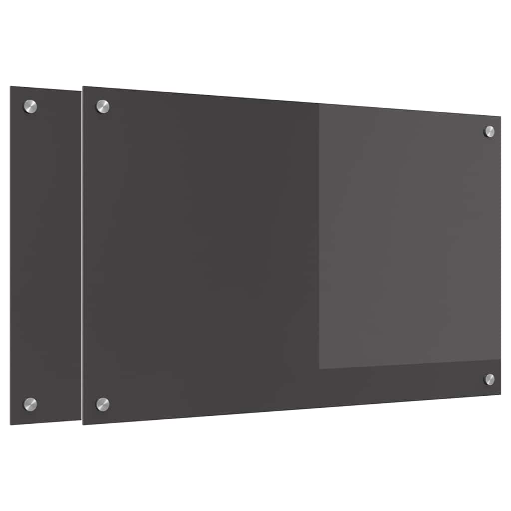 Kjøkkenbenkplate 2 pcs Mørkegrå 80 x 50 cm herdet glass