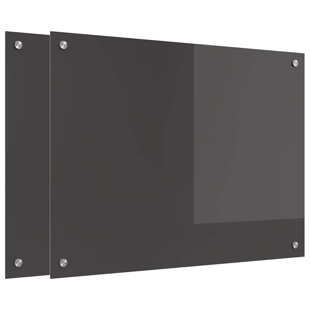 Kjøkkenbenkplate 2 pcs Mørkegrå 80 x 60 cm herdet glass