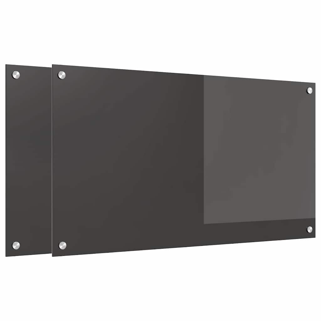 Kjøkkenbenkplate 2 pcs Mørkegrå 90 x 50 cm herdet glass