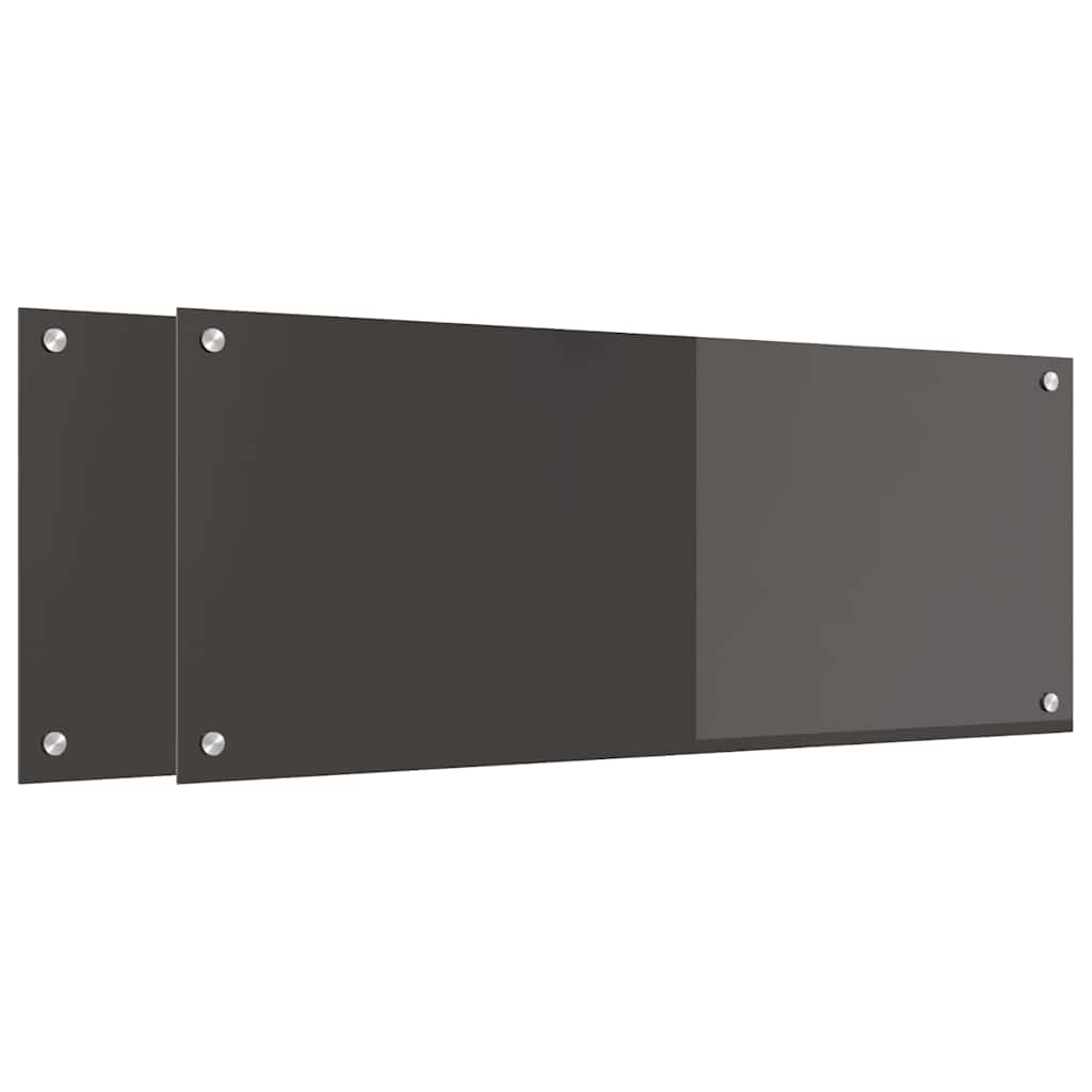 Kjøkkenbenkplate 2 pcs Mørkegrå 100 x 40 cm herdet glass