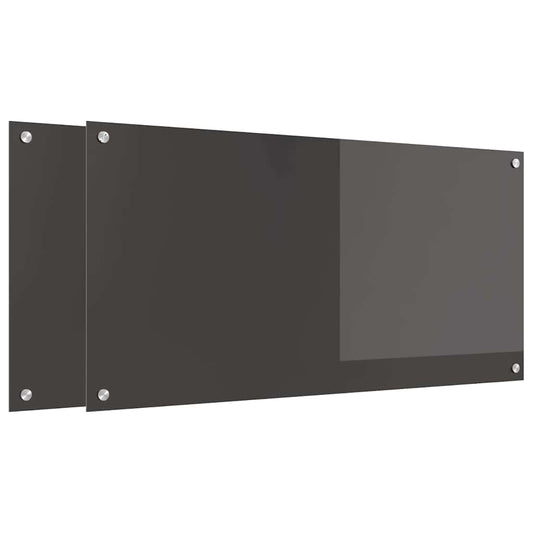 Kjøkkenbenkplate 2 pcs Mørkegrå 100 x 50 cm herdet glass