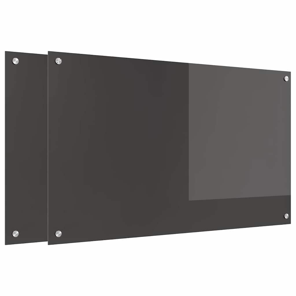 Kjøkkenbenkplate 2 pcs Mørkegrå 100 x 60 cm herdet glass