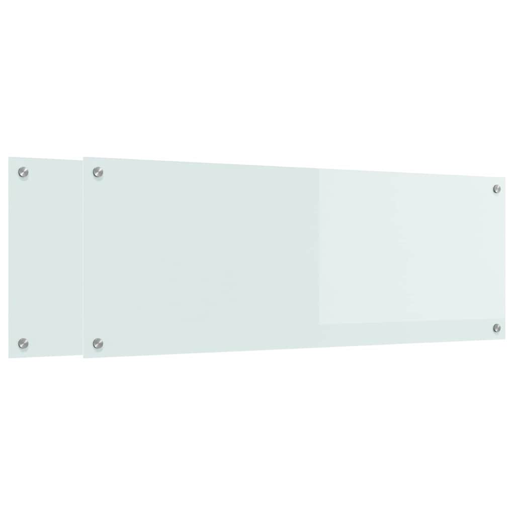 Kjøkkenbakplate 2 pcs Hvit 110 x 40 cm herdet glass vidaXL