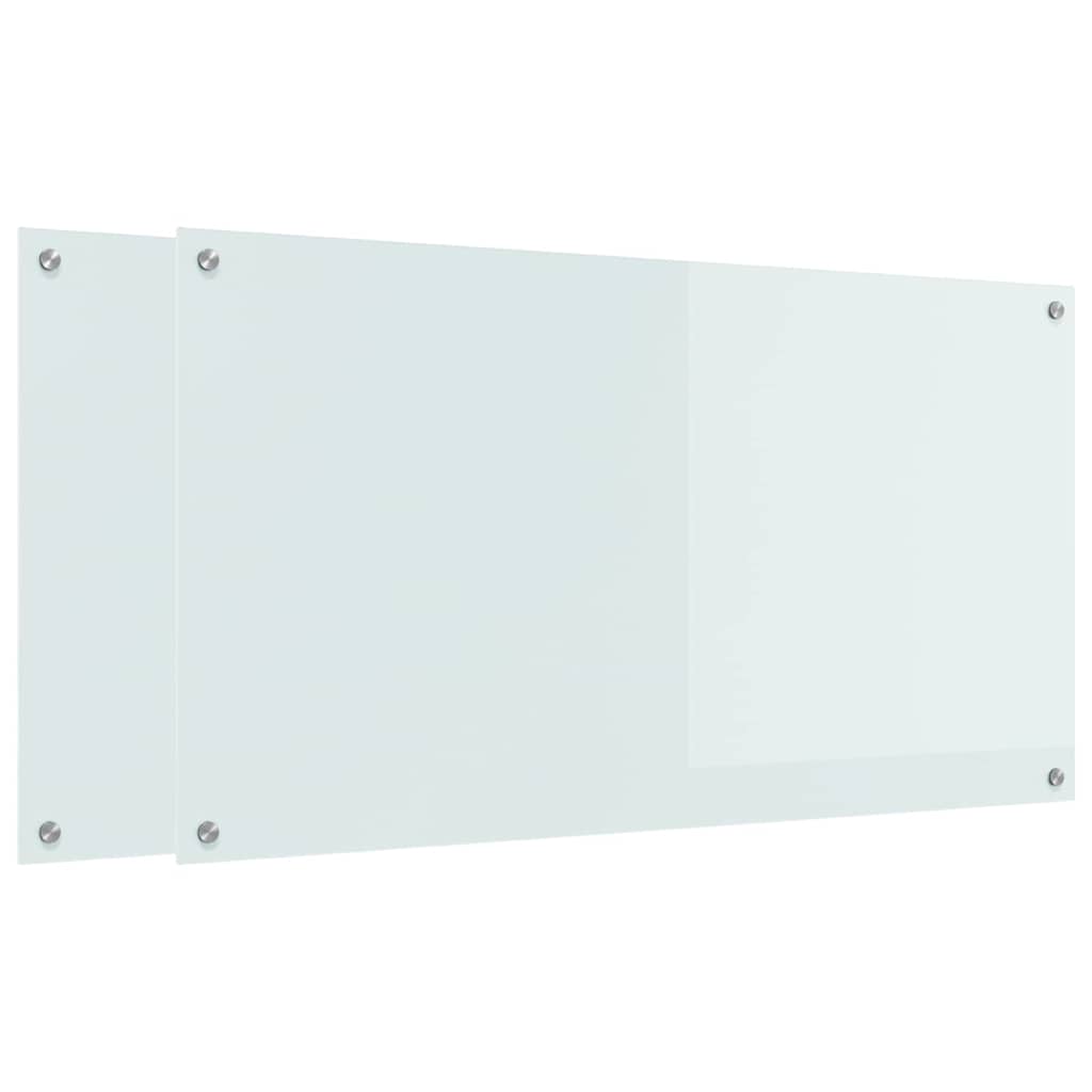 Kjøkkenbenkplate 2 pcs Hvit 110 x 60 cm herdet glass