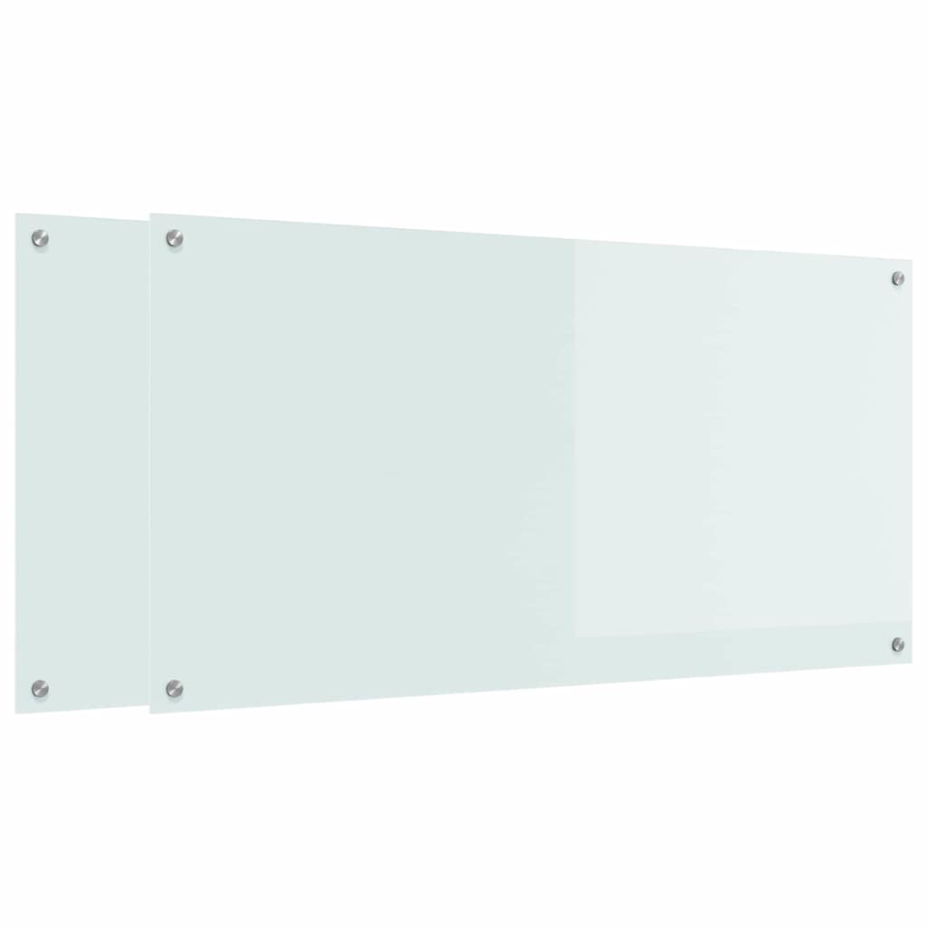 Kjøkkenbenkplate 2 pcs Hvit 120 x 60 cm herdet glass