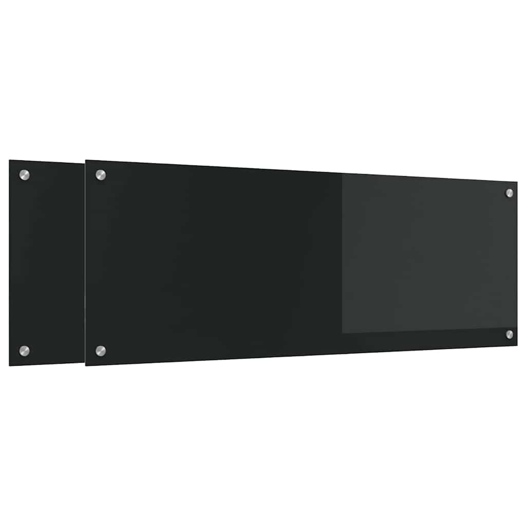 Kjøkkenbenkplate 2 pcs Svart 110 x 40 cm herdet glass
