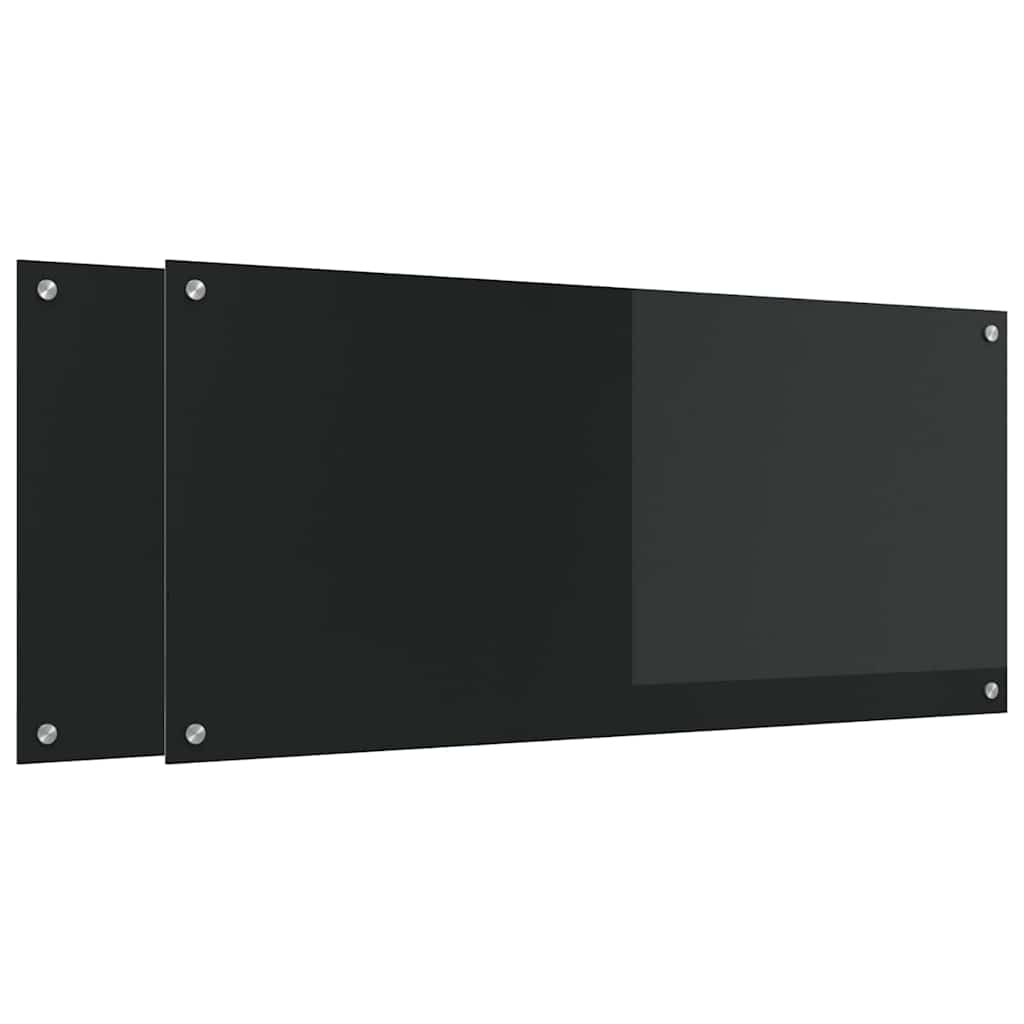 Kjøkkenbenkplate 2 pcs Svart 110 x 50 cm herdet glass