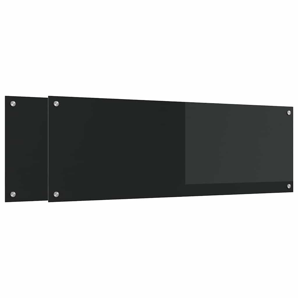 Kjøkkenbenkplate 2 pcs Svart 120 x 40 cm herdet glass