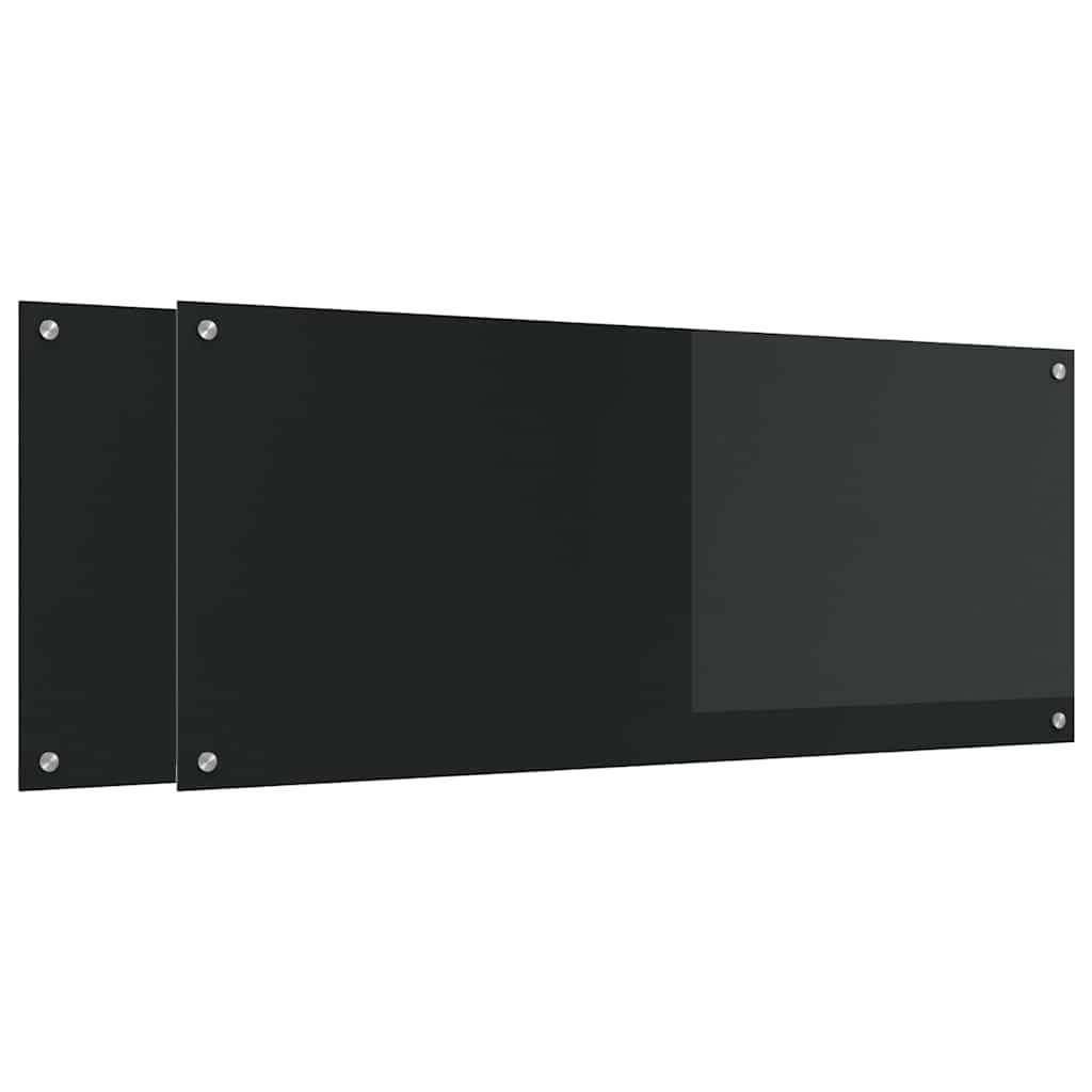 Kjøkkenbenkplate 2 pcs Svart 120 x 50 cm herdet glass
