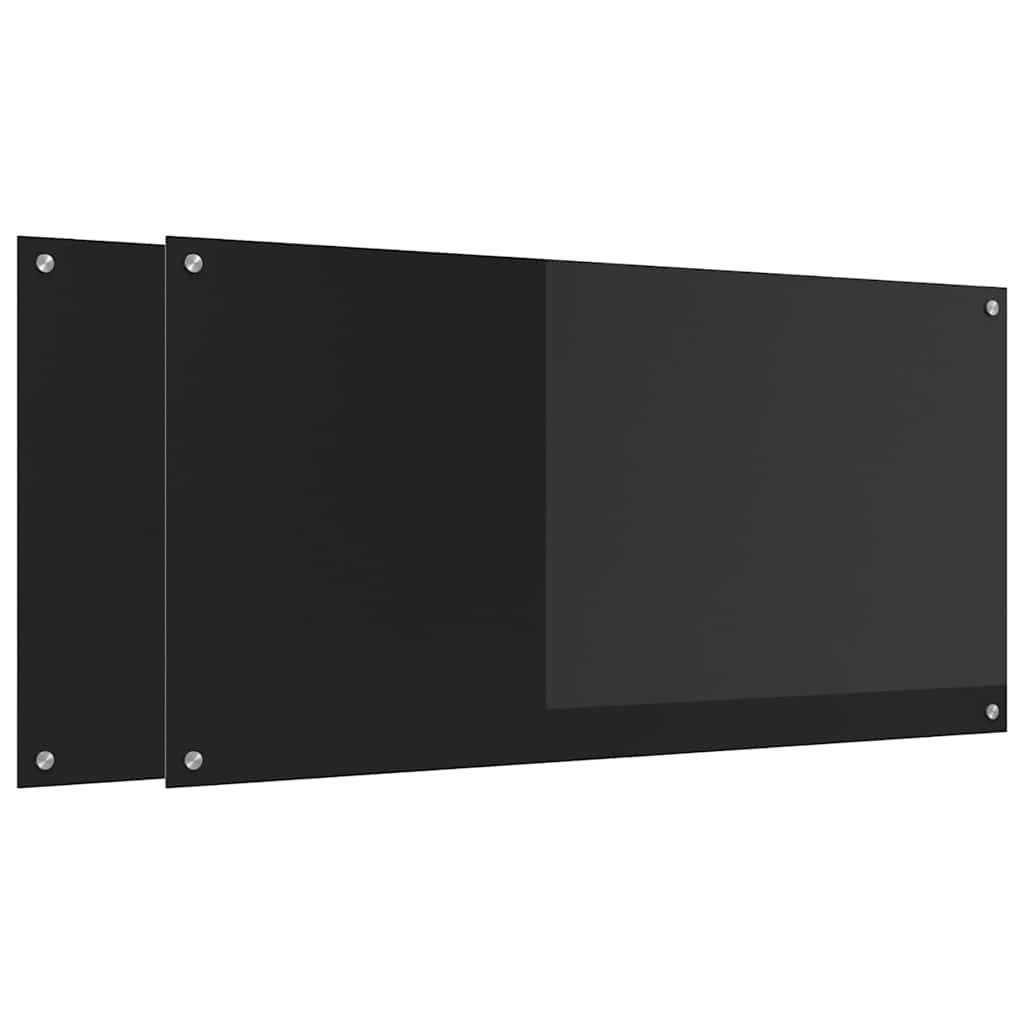 Kjøkkenbenkplate 2 pcs Svart 120 x 60 cm herdet glass