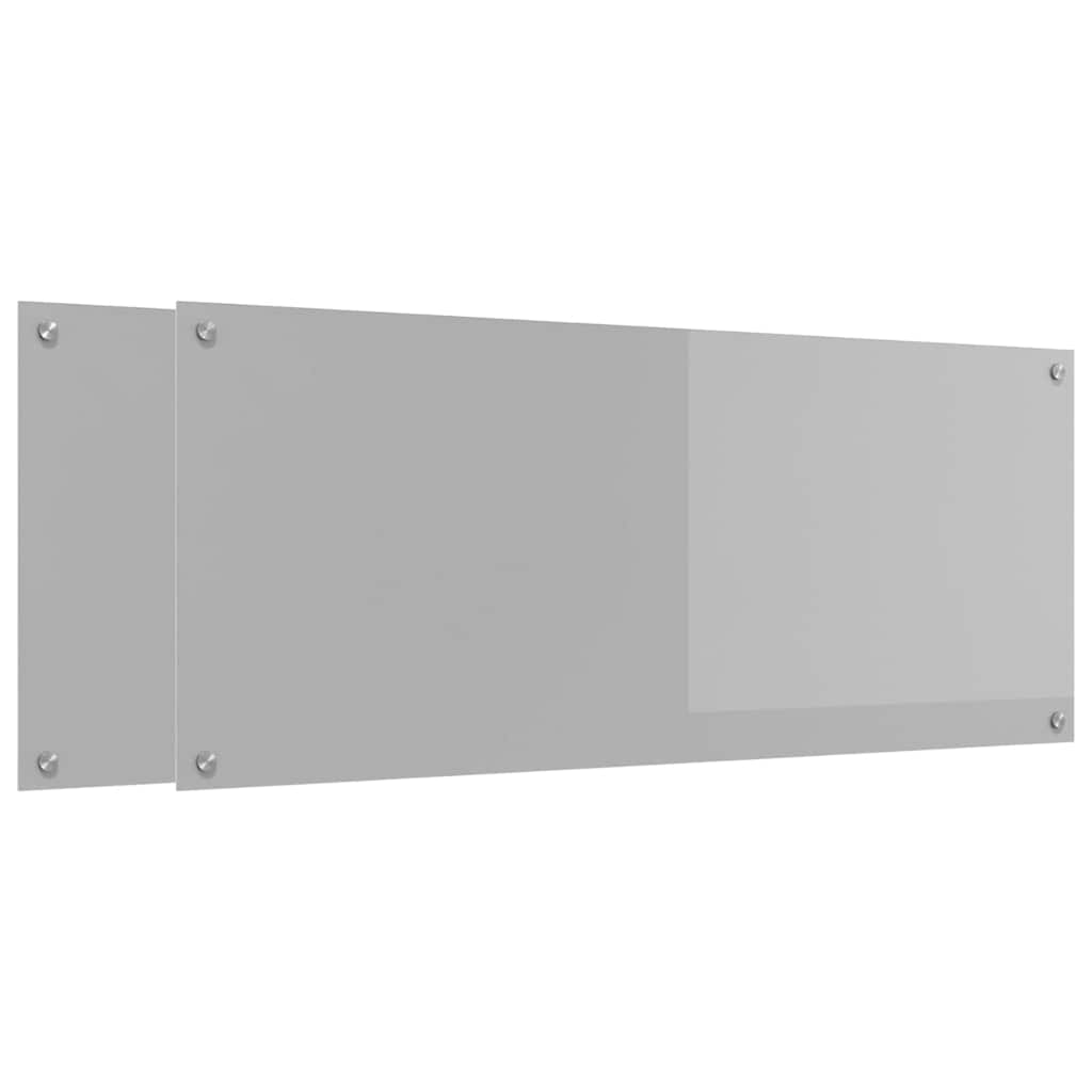 Kjøkkenbenkplate 2 pcs Lysegrå 120 x 50 cm herdet glass