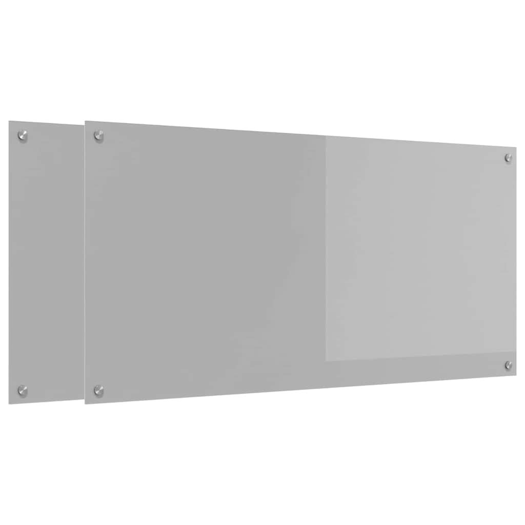 Kjøkkenbenkplate 2 pcs Lysegrå 120 x 60 cm herdet glass