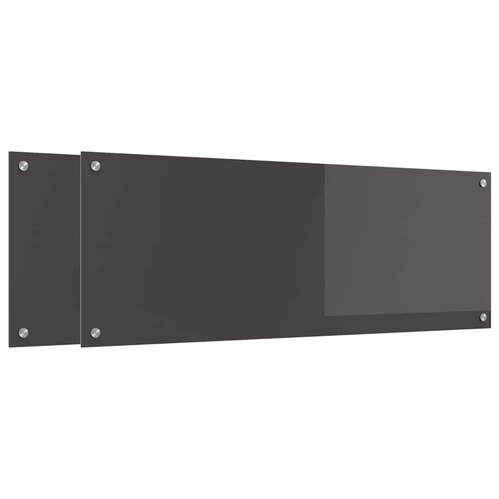 Kjøkkenbenkplate 2 pcs Mørkegrå 110 x 40 cm herdet glass