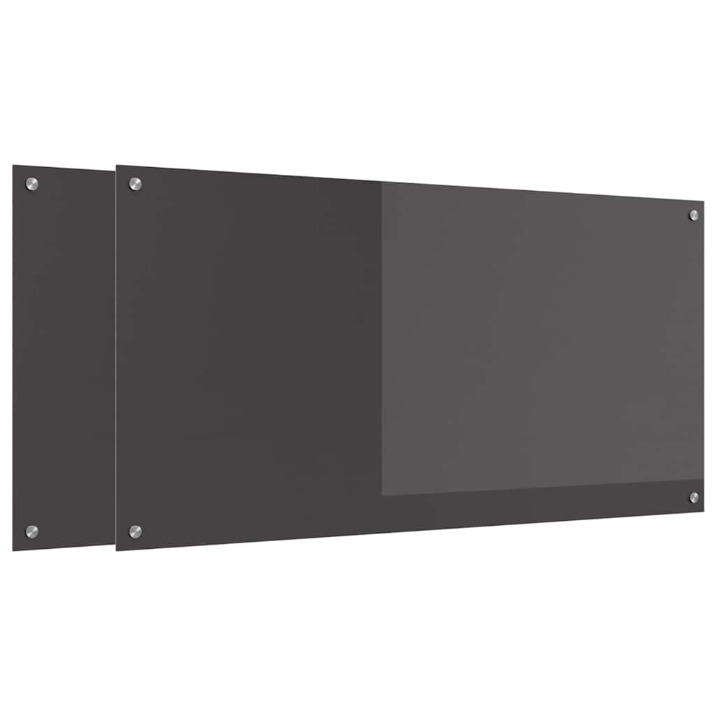 Kjøkkenbenkplate 2 pcs Mørkegrå 120 x 60 cm herdet glass