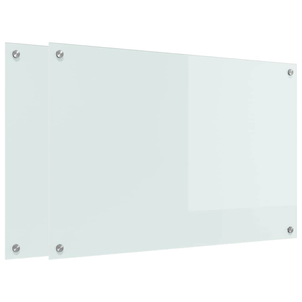 Kjøkkenbenkplate 2 pcs Hvit 90 x 60 cm herdet glass