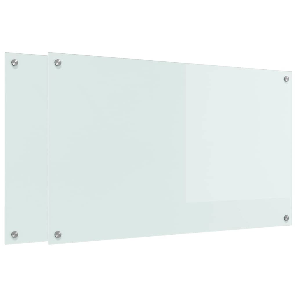 Kjøkkenbenkplate 2 stk. Hvit 100 x 60 cm herdet glass