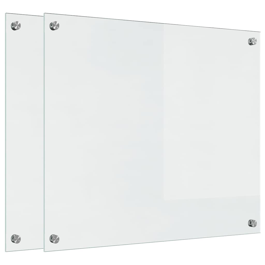 Kjøkkenbenkplate 2 pcs Gjennomsiktig 70 x 60 cm herdet glass