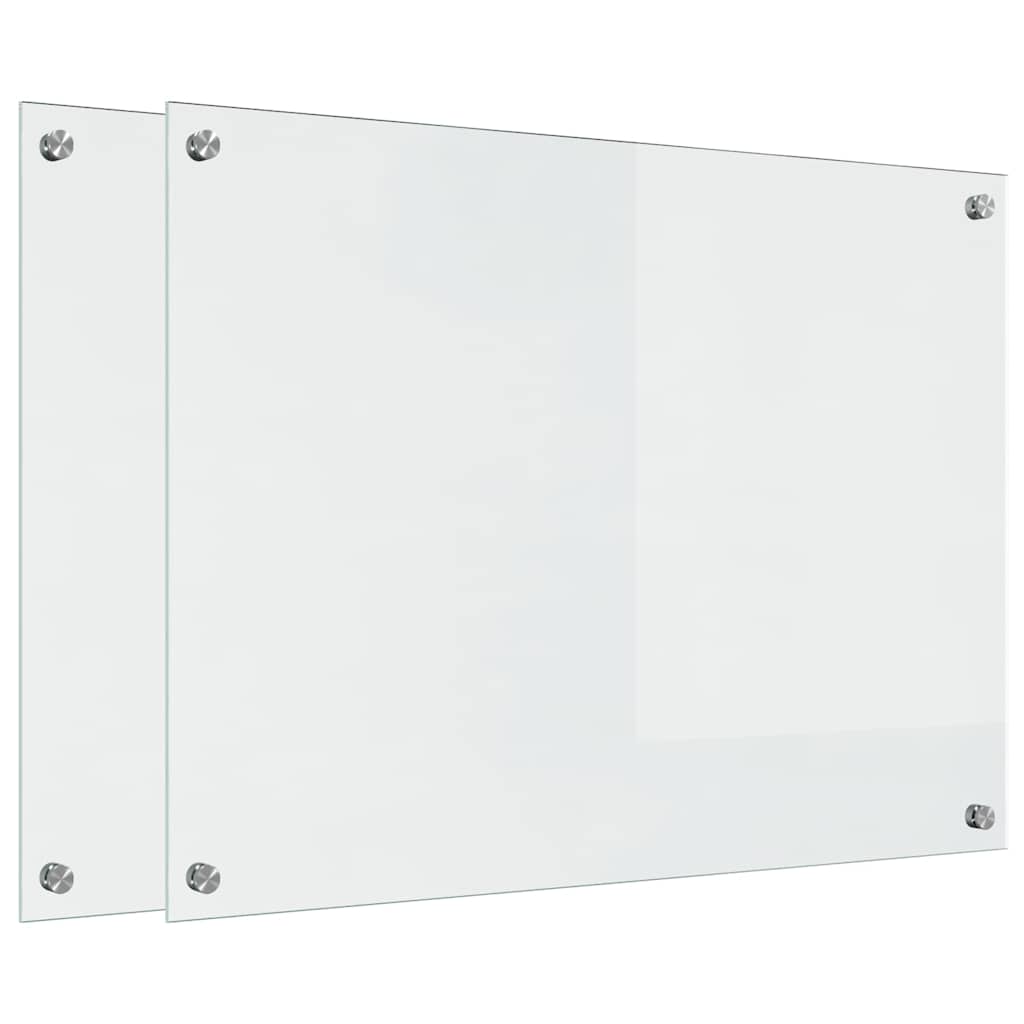 Kjøkkenbenkplate 2 pcs Gjennomsiktig 80 x 60 cm herdet glass
