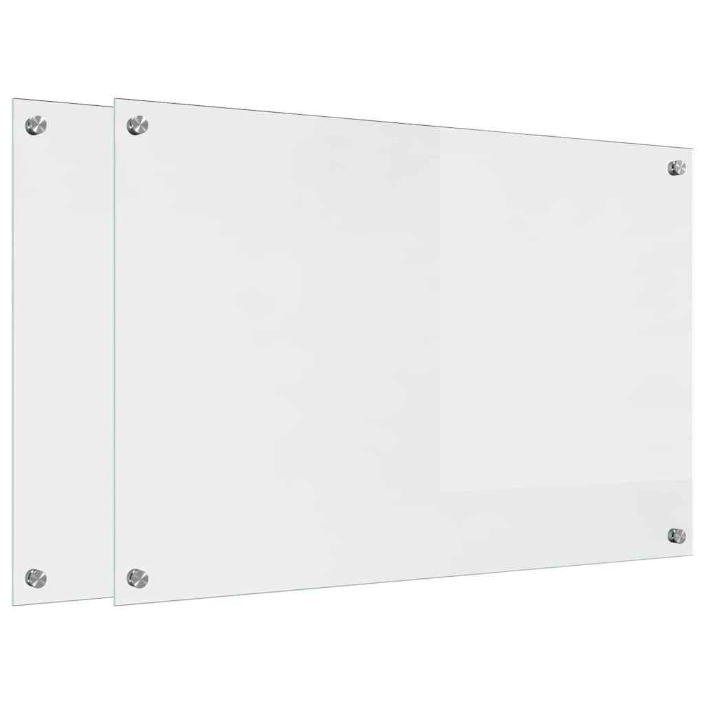 Kjøkkenbenkplate 2 pcs Gjennomsiktig 90 x 60 cm herdet glass